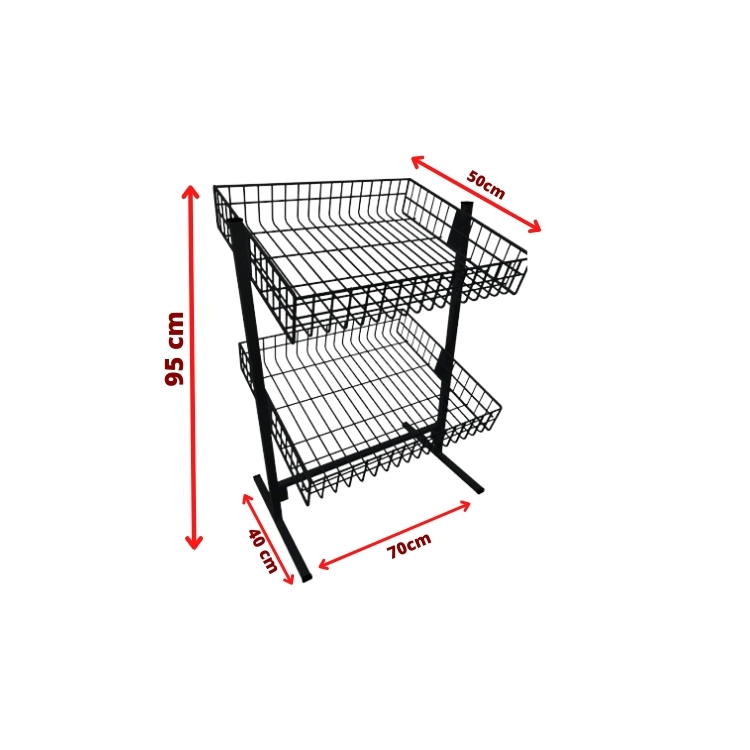 Banca de Oferta Dupla Aramada 50x70cm preta