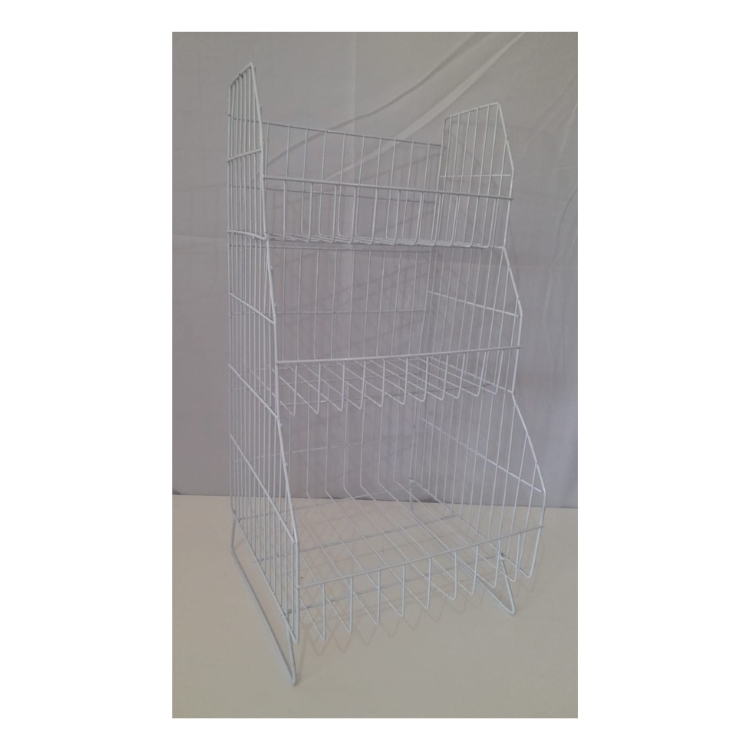 Cesto Aramado Mini Container de Balcão com 3 cestos Fixos 30x60cm branco