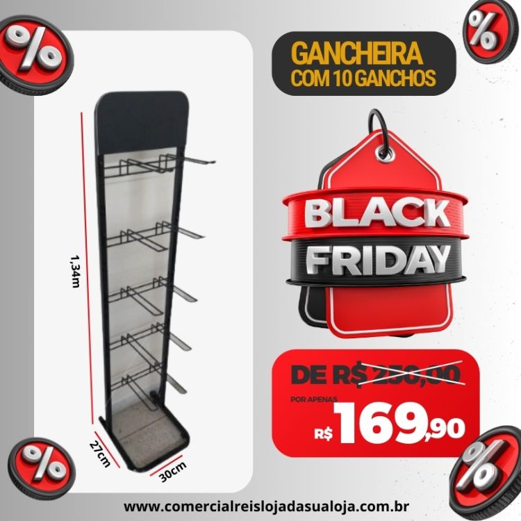 Oferta Black Friday expositor gancheira comercial reis loja do lojista