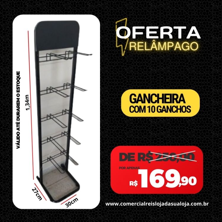 oferta relâmpago Gancheira com 10 ganchos