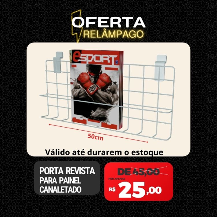 oferta relâmpago porta revista para painel canaletado